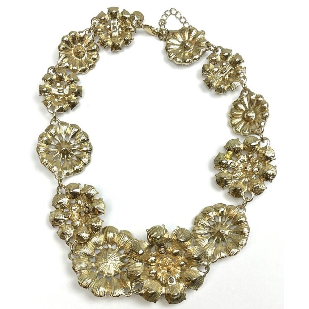 VTG Rhinestone Starburst and Goldtone Couture STATEMENT NECKLACE Signed CC EUC - Picture 3 of 5